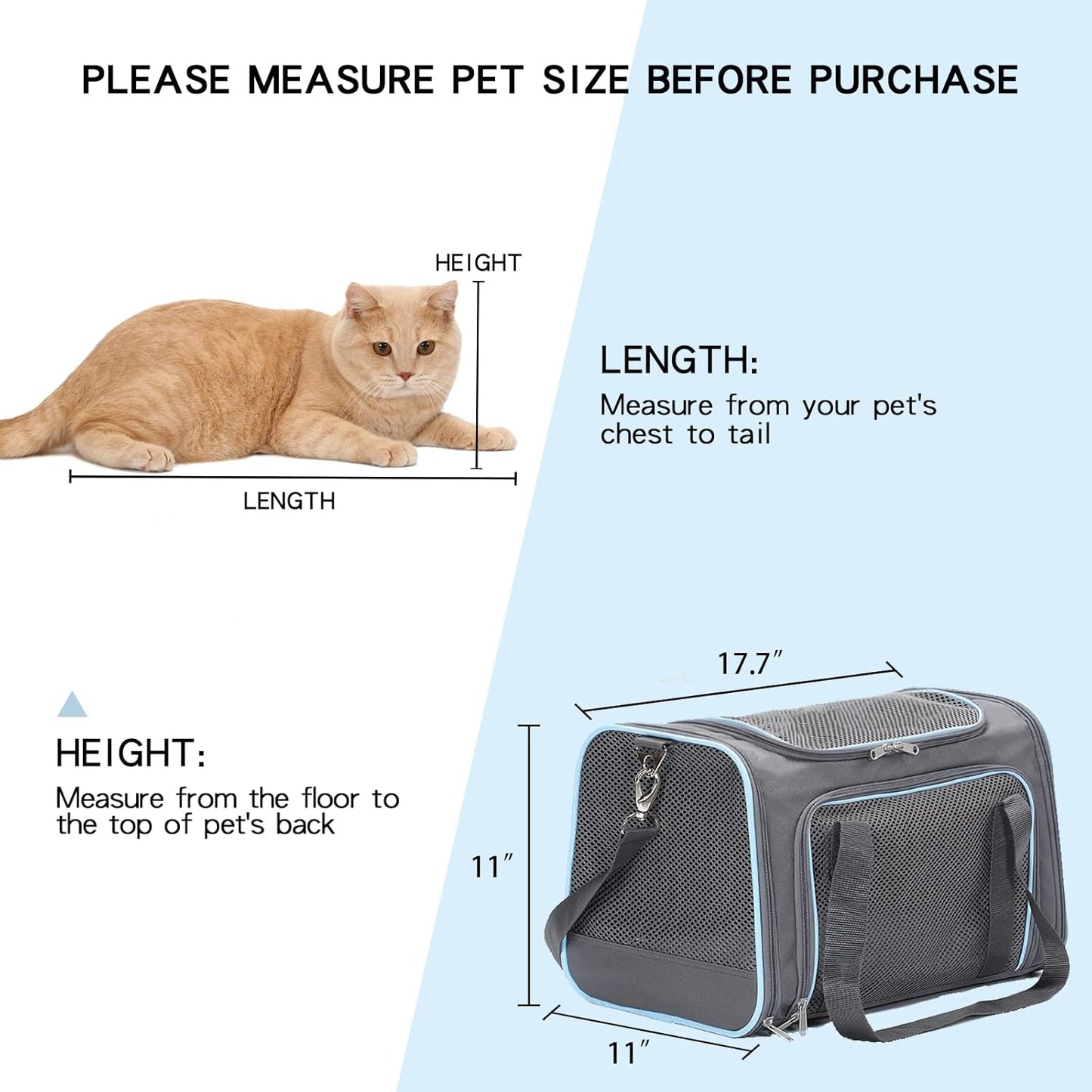 A4Pet Airline Approved Cat Carrier Dog Carriers, Soft-Sided Portable Pet Travel Washable Carrier for Dogs
