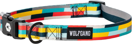 Wolfgang Heavy Duty, Adjustable Dog Collar with Quick Release Nylon Buckle for Walking & Training, Mixtape Print, Medium