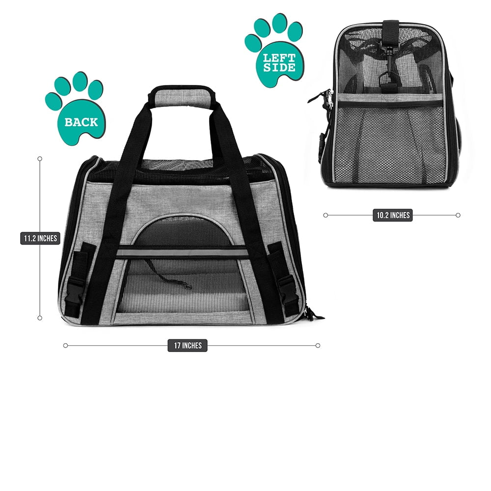 Premium Airline Approved Soft Sided Pet Carrier, Heather Gray