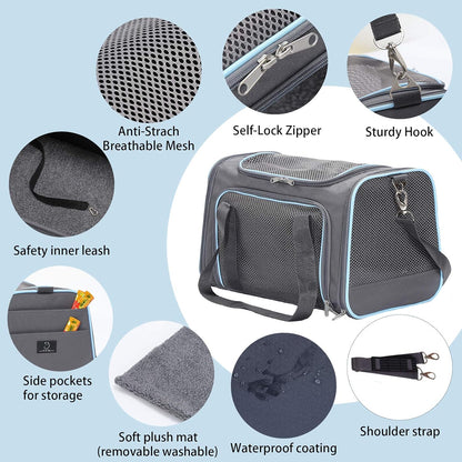 A4Pet Airline Approved Cat Carrier Dog Carriers, Soft-Sided Portable Pet Travel Washable Carrier for Dogs