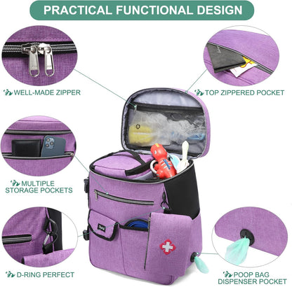 Dog Travel Bag for Supplies Sucipi 7 PC Set Dog Travel Backpack Airline Approved Tote Organizer with Pet First Aid Pouch, Large Weekend Dog Travel Bag&Travel Accessories for Traveling Hiking Camping