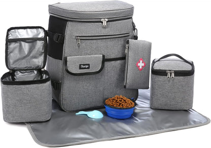 Dog Travel Bag for Supplies Sucipi 7 PC Set Dog Travel Backpack Airline Approved Tote Organizer with Pet First Aid Pouch, Large Weekend Dog Travel Bag&Travel Accessories for Traveling Hiking Camping