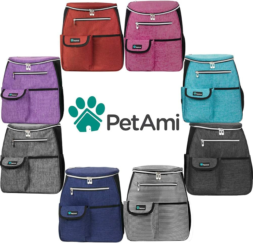 Petami Dog Travel Bag Backpack, Airline Approved Dog Bags for Traveling, Puppy Diaper Bag Supplies, Pet Camping Essentials Hiking Accessories Dog Mom Gift, Food Container, Collapsible Bowls, Gray