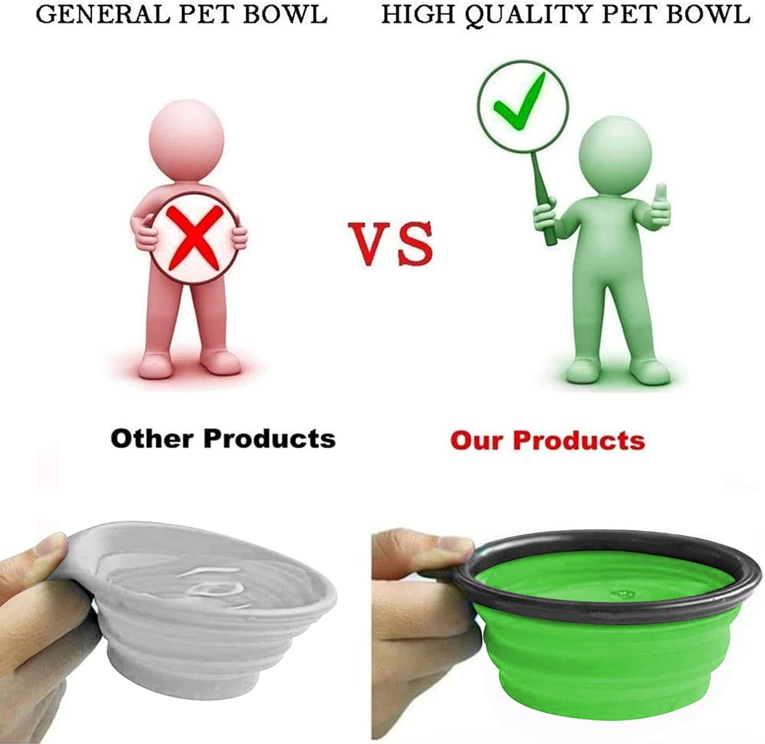 AGECASH a Collapsible Dog Bowls, Portable Travel Dog Bowls, Expandable for Cat Dog Water Bowls Food Feeding, 2 Pack Silicone Pet Bowls with Waste Bag Dispenser