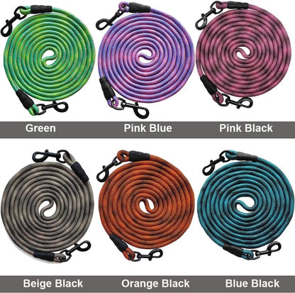 BTINESFUL Tie-Out Check Cord Long Rope Dog Tether, 12Ft 20Ft 30Ft 50Ft Oudoor Dog Lead for Yard - Large Medium Small Dogs Training, Playing, Camping, or Backyard (30Ft, Beige Black)