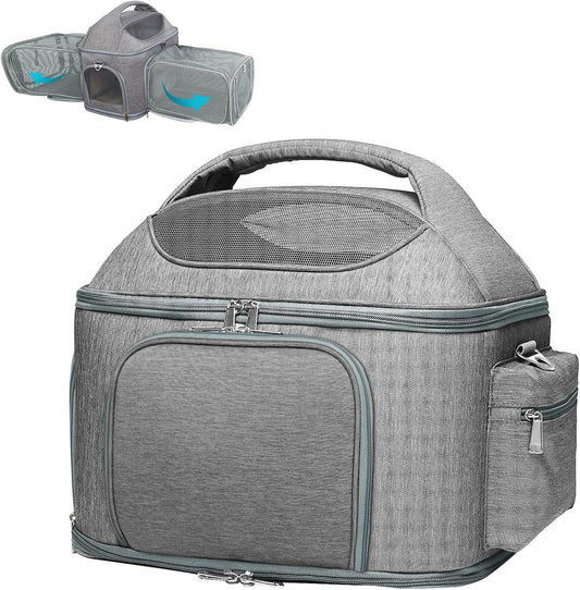 X-Cosrack Large Double-Sided Expandable Pet Travel Bag, 4 Open Doors, Mesh Window and Escape-Proof Buckle, Airline Approved Soft-Sided Pet Travel Carrier for Small Medium Cat