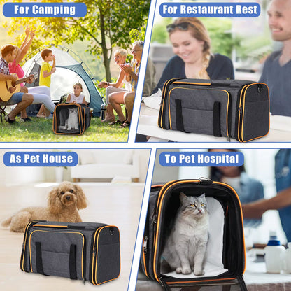 Airline Approved Expandable Soft-Sided Pet Carrier with Removable Fleece Pad and Pockets, for Cats/Puppy Travel Pet Carriers