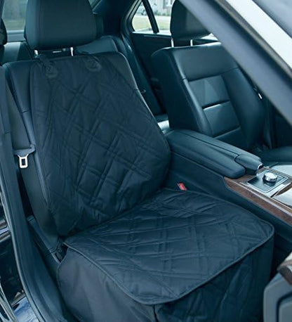 Bulldogology Front Car Seat Covers for Dogs - Heavy Duty Dog Seat Cover for Cars, Trucks, Vans, and Suvs - 100% Waterproof Front Seat Dog Cover - Passenger Dog Car Seat Cover for Front Seat (Black)