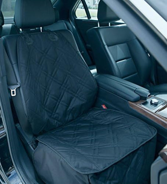 Bulldogology Front Car Seat Covers for Dogs - Heavy Duty Dog Seat Cover for Cars, Trucks, Vans, and Suvs - 100% Waterproof Front Seat Dog Cover - Passenger Dog Car Seat Cover for Front Seat (Black)