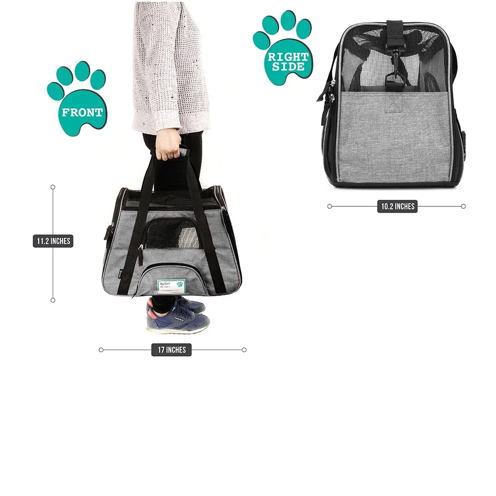 Premium Airline Approved Soft Sided Pet Carrier, Heather Gray