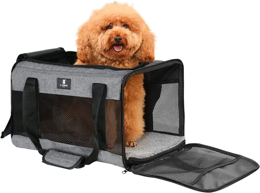 X-ZONE PET Cat Carrier Dog Carrier Pet Carrier for Small Medium Cats Dogs Puppies of 15 Lbs,Airline Approved Soft Sided Pet Travel Carrier,Dog Carriers for Small Dogs - Black Grey Purple Blue Brown