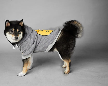 Chochocho Smiley Dog Hoodie Stylish Dog Clothes Smiley Face Sweater Cotton Sweatshirt Fashion Outfit for Dogs Cats Puppy Small Medium Large (X-Large, Grey)