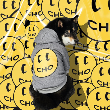 Chochocho Smiley Dog Hoodie Stylish Dog Clothes Smiley Face Sweater Cotton Sweatshirt Fashion Outfit for Dogs Cats Puppy Small Medium Large (X-Large, Grey)