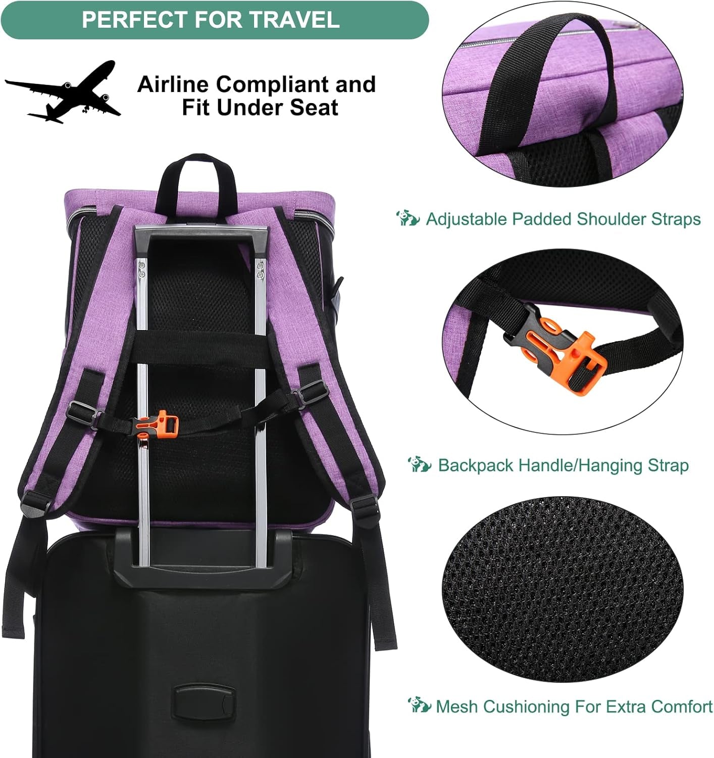 Dog Travel Bag for Supplies Sucipi 7 PC Set Dog Travel Backpack Airline Approved Tote Organizer with Pet First Aid Pouch, Large Weekend Dog Travel Bag&Travel Accessories for Traveling Hiking Camping