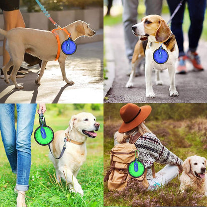 AGECASH a Collapsible Dog Bowls, Portable Travel Dog Bowls, Expandable for Cat Dog Water Bowls Food Feeding, 2 Pack Silicone Pet Bowls with Waste Bag Dispenser