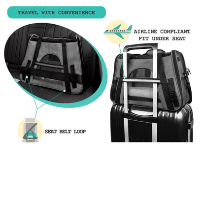 Premium Airline Approved Soft Sided Pet Carrier, Heather Gray